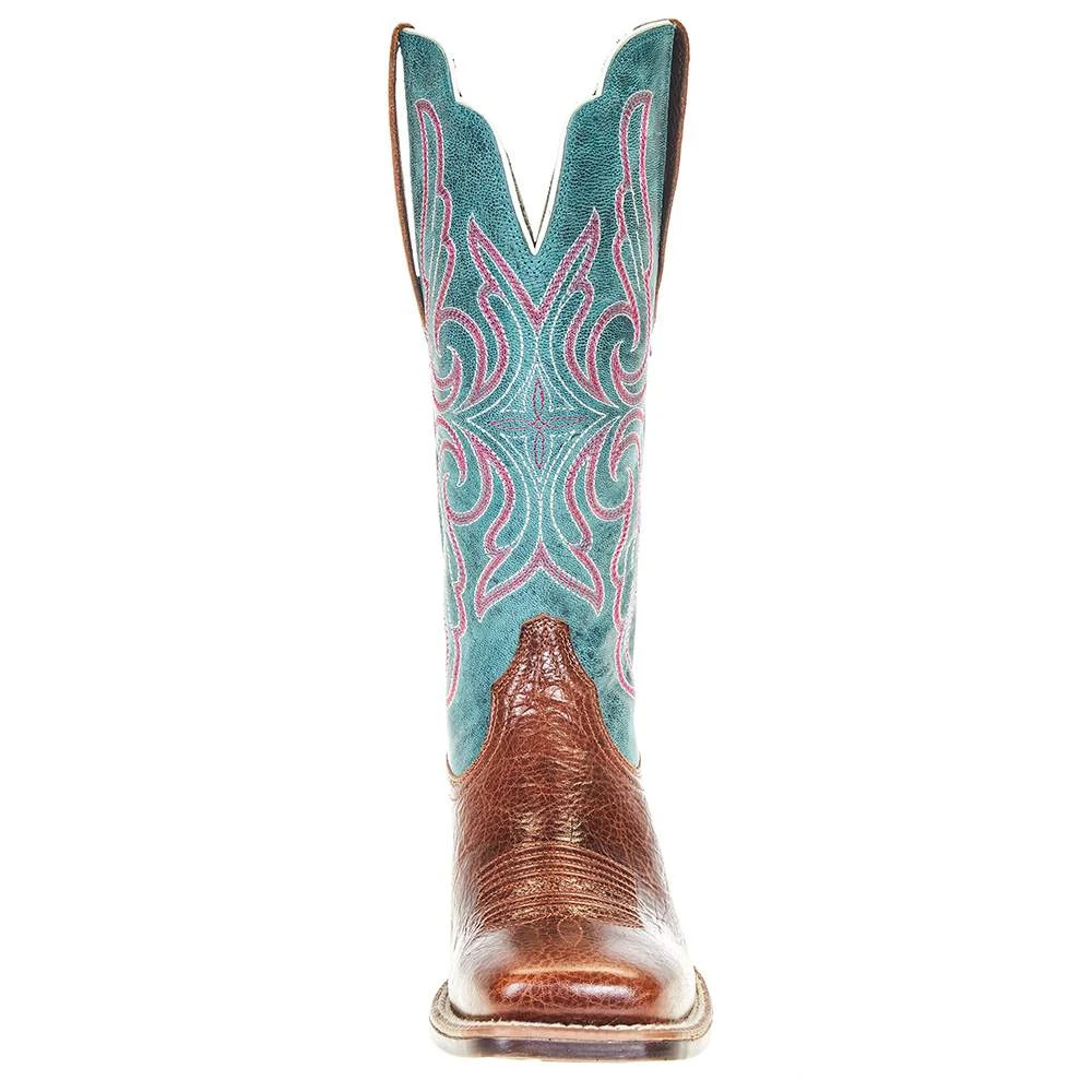 Ariat Women's Ariat Primera Stretchfit Barrel Brown 12in. Teal Top Cowgirl Boot 4 Ariat Women's Ariat Primera Stretchfit Barrel Brown 12in. Teal Top Cowgirl Boot - Image 2