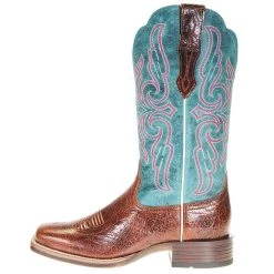 Ariat Women's Ariat Primera Stretchfit Barrel Brown 12in. Teal Top Cowgirl Boot 9 Ariat Women's Ariat Primera Stretchfit Barrel Brown 12in. Teal Top Cowgirl Boot -Ariat shop 10038303 2