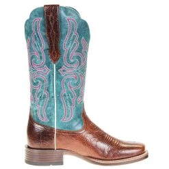 Ariat Women's Ariat Primera Stretchfit Barrel Brown 12in. Teal Top Cowgirl Boot 11 Ariat Women's Ariat Primera Stretchfit Barrel Brown 12in. Teal Top Cowgirl Boot -Ariat shop 10038303 4