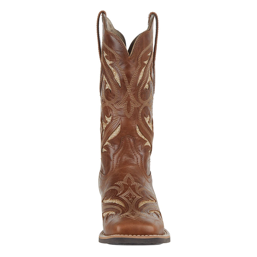 Ariat Women's Round Up Tan Glitter Inlay 11in. Tan Cowgirl Boot 4 Ariat Women's Round Up Tan Glitter Inlay 11in. Tan Cowgirl Boot - Image 2