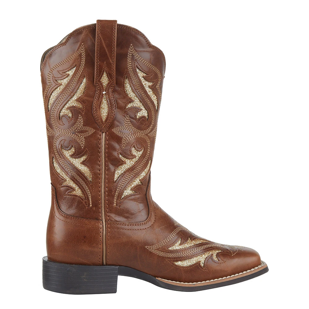 Ariat Women's Round Up Tan Glitter Inlay 11in. Tan Cowgirl Boot 7 Ariat Women's Round Up Tan Glitter Inlay 11in. Tan Cowgirl Boot - Image 5