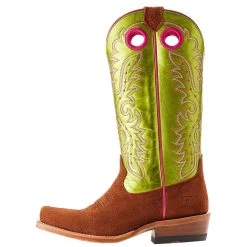Ariat Women's Futurity Boon Cognac Roughout Electric Lime Patent Top Boot -Ariat shop 10044400 04
