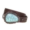 Mf Western Products Girls M&F Turquoise Stone Buckle Tooled Leather Belt -Ariat shop 116913 default l