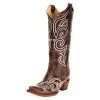 Circle G Womens Brown Embroidered Snip Toe Boot