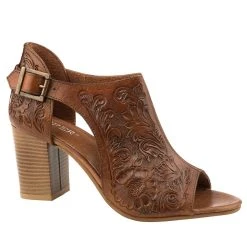 Roper Womens Mika Tan Floral Tooled Heel