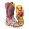 Tin Haul Footwear Women's Trippy Check Peace And Love Boot