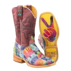 Tin Haul Footwear Women's Trippy Check Peace And Love Boot