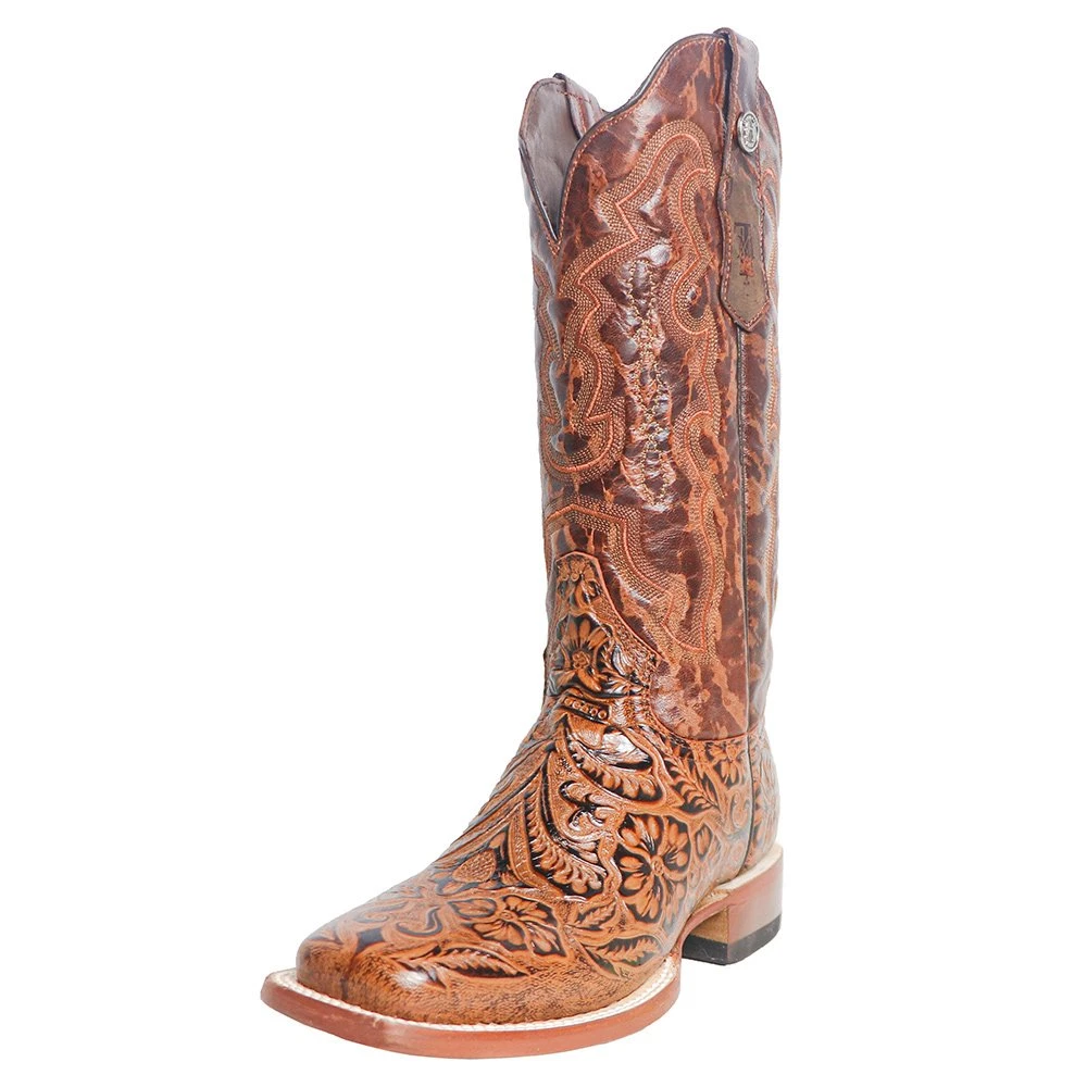 Tanner Mark Boots Women's Embossed Floral Hand Tool In Classic Cognac Cowgirl Boot 6 Tanner Mark Boots Women's Embossed Floral Hand Tool In Classic Cognac Cowgirl Boot - Image 4