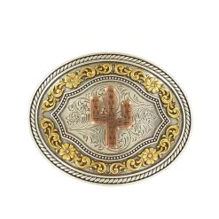 Mf Western Products Nocona Belt Buckle With Copper Cactus