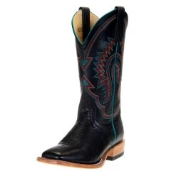 Macie Bean Womens MB TH Black Smooth Ostrich 13 Top Boot