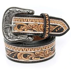 American Darling Women's Floral Tooled Belt With Black Background