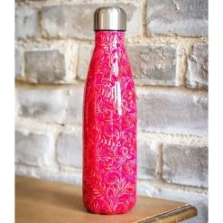 L And B Tooled Fuchsia Print Metal Bottle