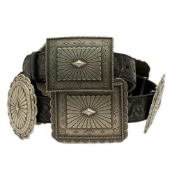 Mf Western Products Women's Black Embossed Concho Belt