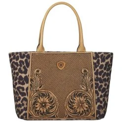 Mf Western Products Women's Ariat Leopard Tooled Tote