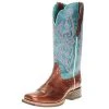 Ariat Women's Ariat Primera Stretchfit Barrel Brown 12in. Teal Top Cowgirl Boot -Ariat shop 138521 default l 0b431dbf 448a 40b7 a31a 922f74fe870e