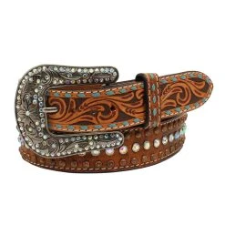 Mf Western Products Womens Tooled Feather/Arrow Belt