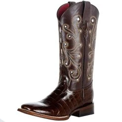 Ferrini Women's Chocolate Gator Belly Print Cowgirl Boots