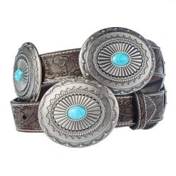 Mf Western Products Women's Floral Oval Concho Belt