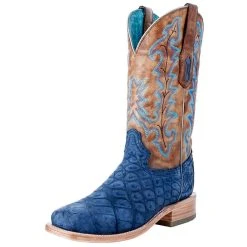 Corral Women's Blue Alligator 12in. Tan Embroidered Boot