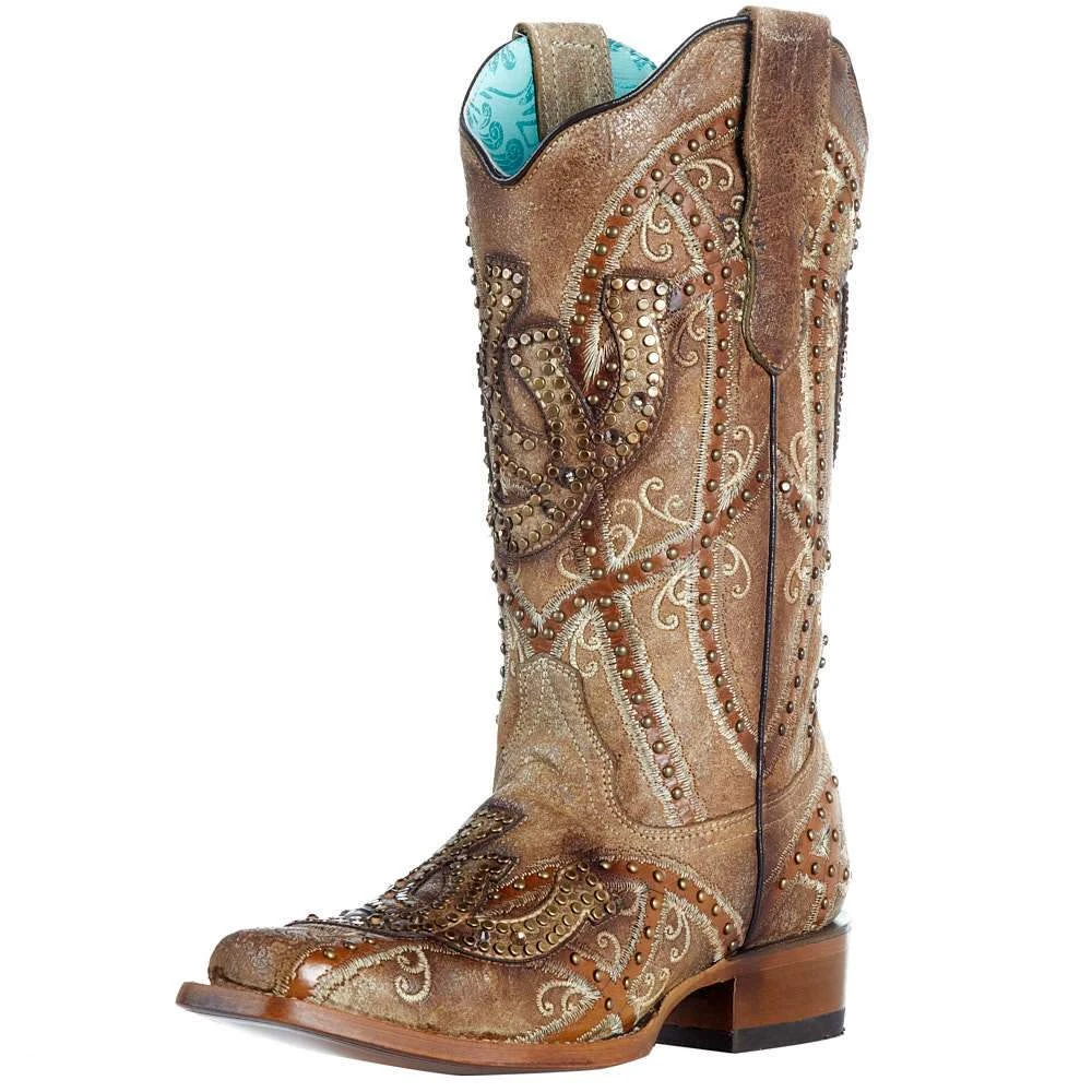 Nrs Footwear Womens Corral Brown Horse Shoe Overlay Boot 3 Nrs Footwear Womens Corral Brown Horse Shoe Overlay Boot