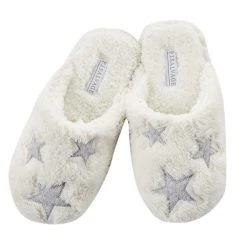 PJ Salvage Ivory Cozy Star Slippers
