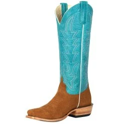 Macie Bean Women`s Top Hand Camel Suede With Turquoise Top