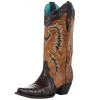 Corral Women`s Brown Caiman 13in. Tan Top Boot -Ariat shop 150548 default l