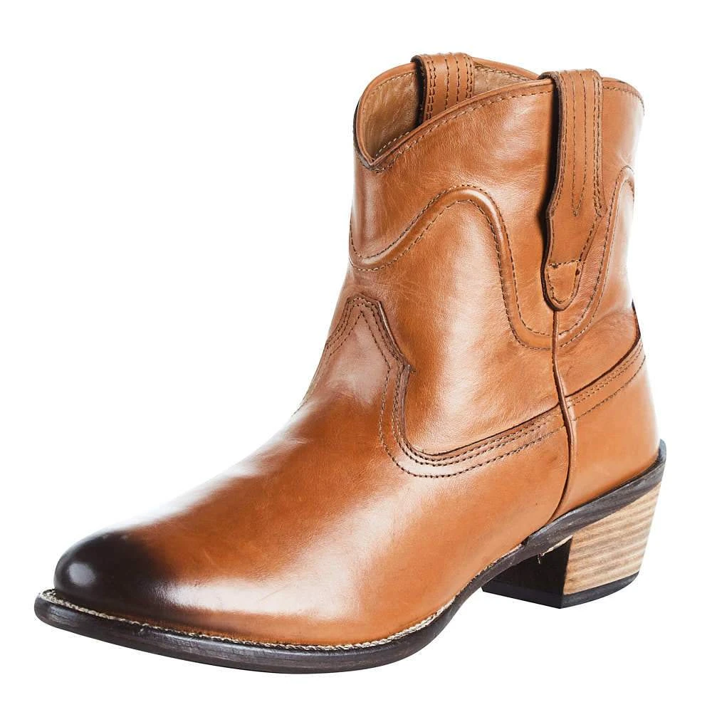 Roper Women`s Tan Burnished Leather Bootie 3 Roper Women`s Tan Burnished Leather Bootie