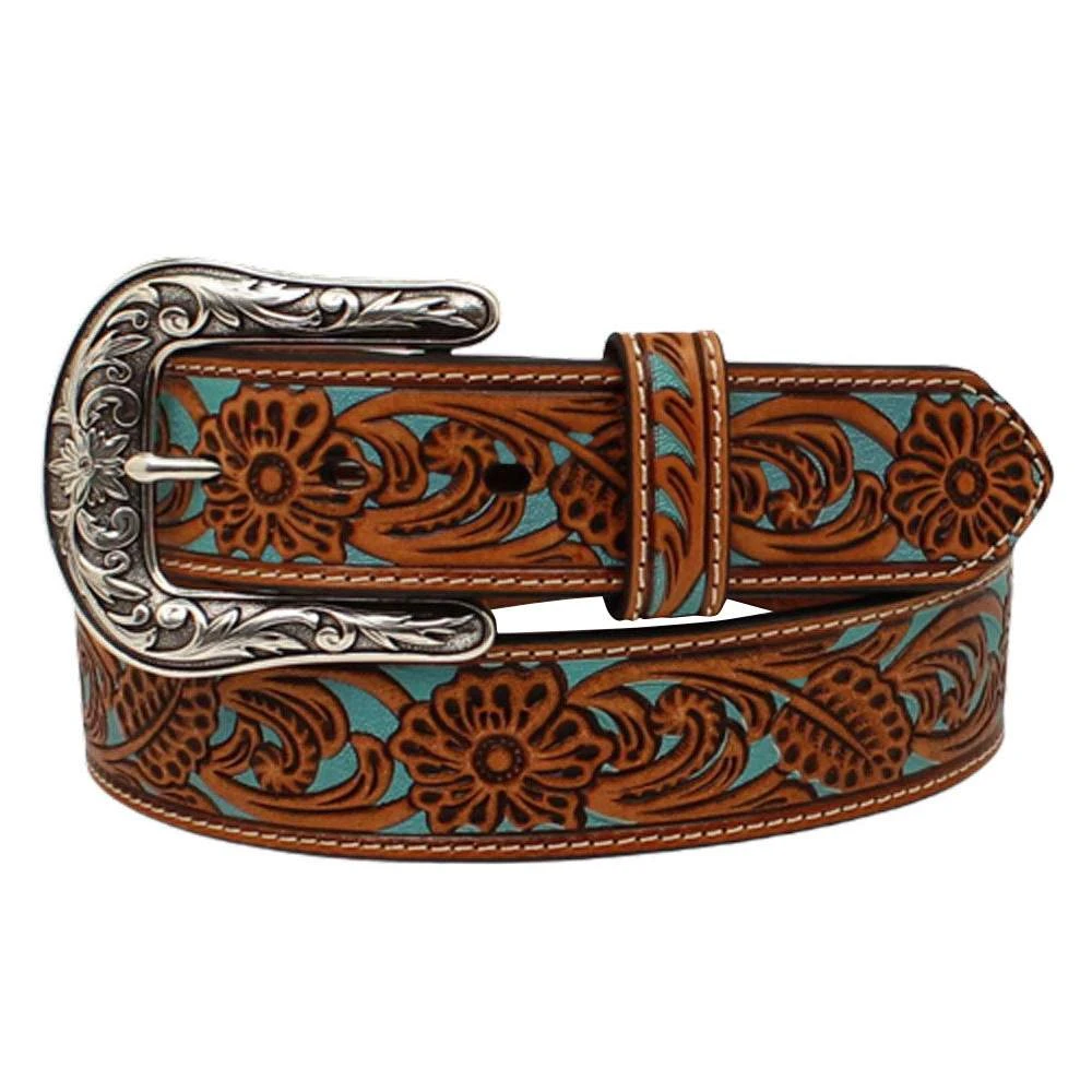 Mf Western Products Women's Ariat Turquoise Underlay Belt 3 Mf Western Products Women's Ariat Turquoise Underlay Belt
