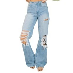 Flying Monkey Women's 90's Vintage High Rise Distressed Jeans