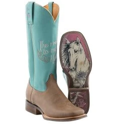 Tin Haul Women's A Cowgirls Motto 13 Turquoise Boot