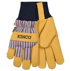 Kinco Gloves Lined Pigskin Leather Gloves W/Knit Wrist