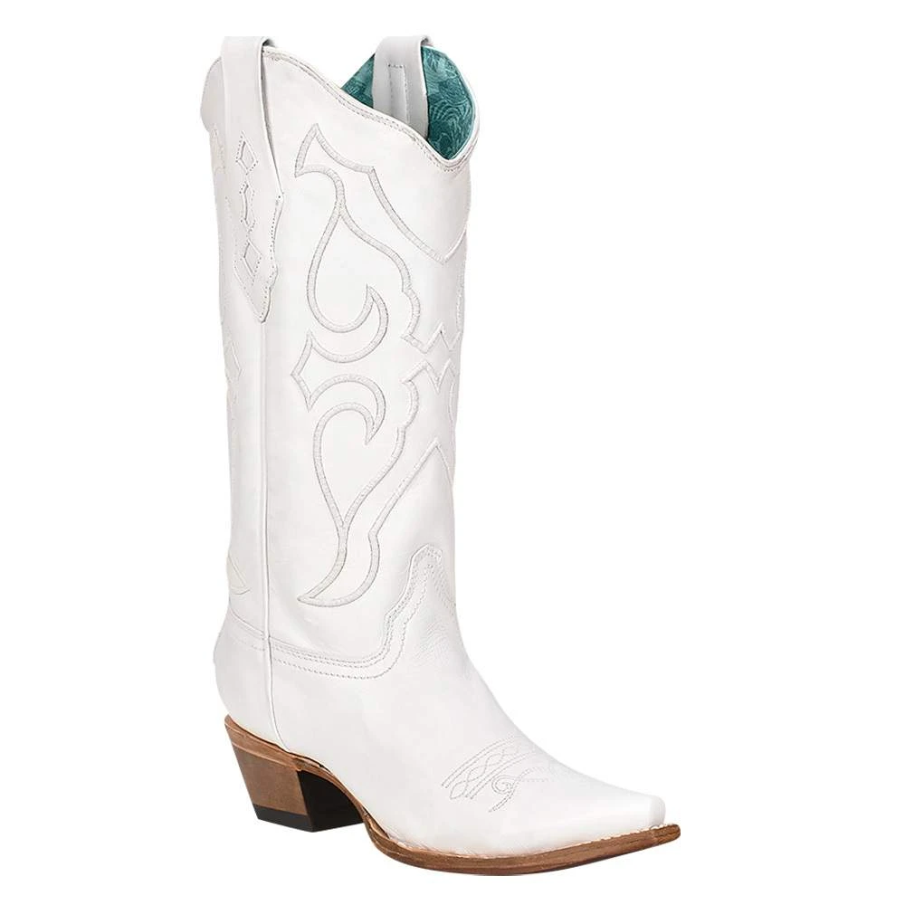 Corral Womens White Embroidery Snip Toe Western Boot 3 Corral Womens White Embroidery Snip Toe Western Boot