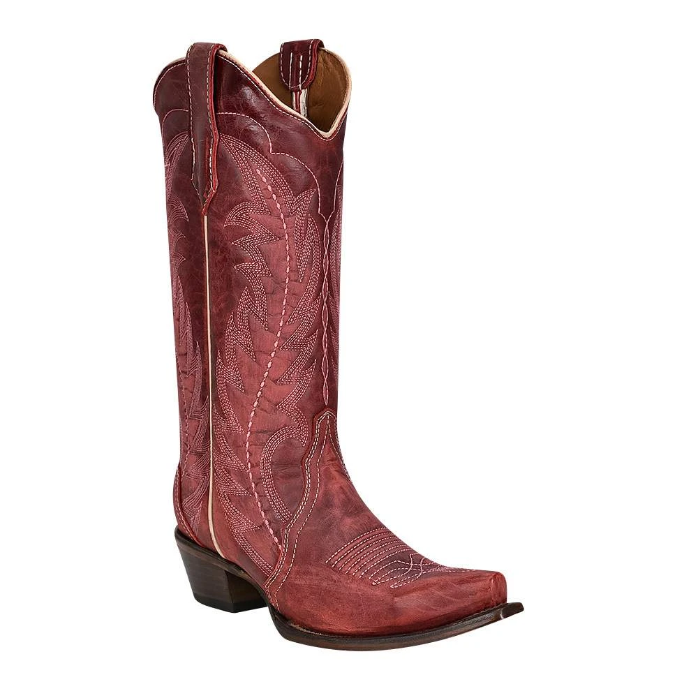 Circle G Womens Red Embroidery And Triad Snip Toe Boot L5871 3 Circle G Womens Red Embroidery And Triad Snip Toe Boot L5871