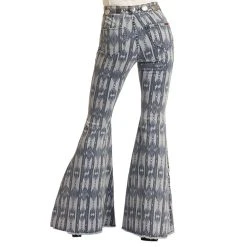 Rock & Roll Denim Women's N High Rise Printed Flare Jeans
