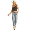 Rock & Roll Denim Women's High Rise Distressed Straight Crop
