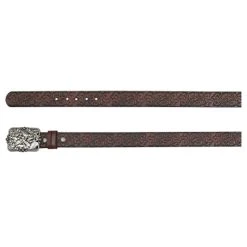 Women's Catchfly Embossed Pattern Belt With Crystal Filigree Buckle