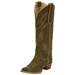 Justin Boots Womens Olive Suede Vintage Clara 15in Matching Top Boot