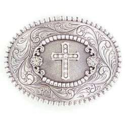 Mf Western Products M&F Silver Cross Oval Buckle