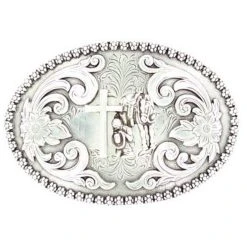 Mf Western Products M&F Cowboy Prayer Scroll Buckle