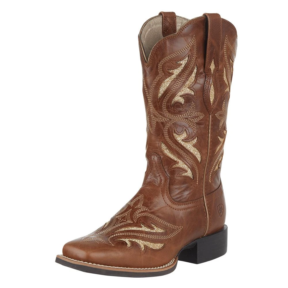 Ariat Women's Round Up Tan Glitter Inlay 11in. Tan Cowgirl Boot 3 Ariat Women's Round Up Tan Glitter Inlay 11in. Tan Cowgirl Boot