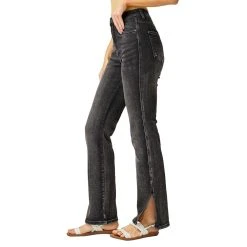 Risen Jeans Women's High Rise Slim Straight Jean With Slit