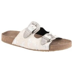 Roper Women's White Silver Hair On Hide Sandal