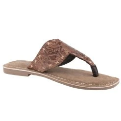 Roper Women's Brown Floral Embossed Sandal