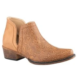 Roper Women's Tan Floral Embossed Bootie