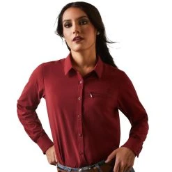 Ariat Women's VentTek Stretch Long Sleeve Pomegranate Button Down Shirt
