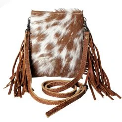 American Darling Cowhide Crossbody Purse With Fringe