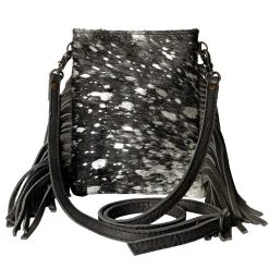 American Darling Silver And White Cowhide Crossbody Purse