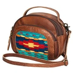 American Darling Leather Crossbody Bag With Saddle Blanket Detail