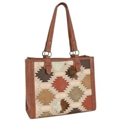 Catchfly Southwest Color Block Tote With Brindle Inlay
